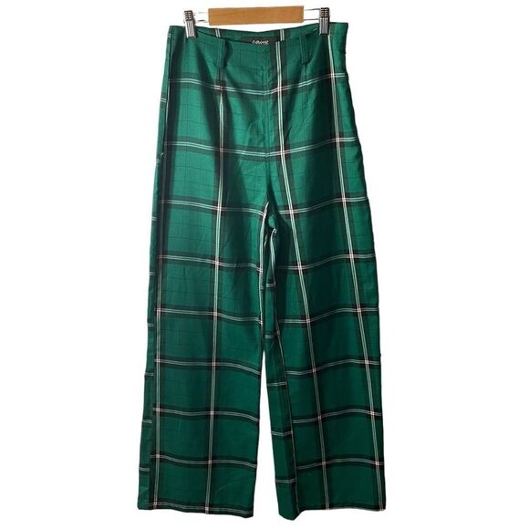 Modcloth Collectif Green Plaid High Waisted Wide Leg Pants Size Small - Picture 1 of 7
